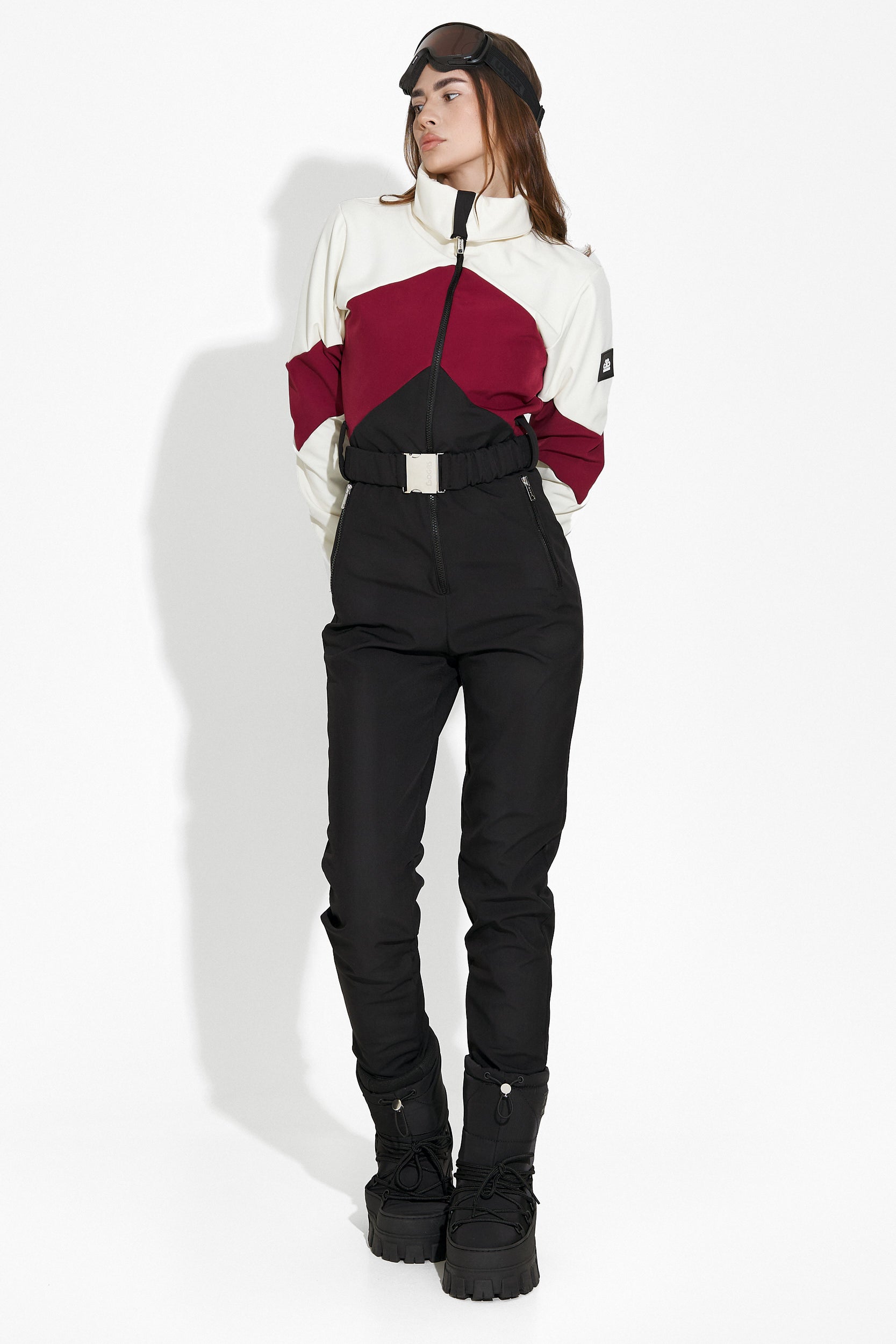 Salopeta ski casual burgundy negru Radika Bogas