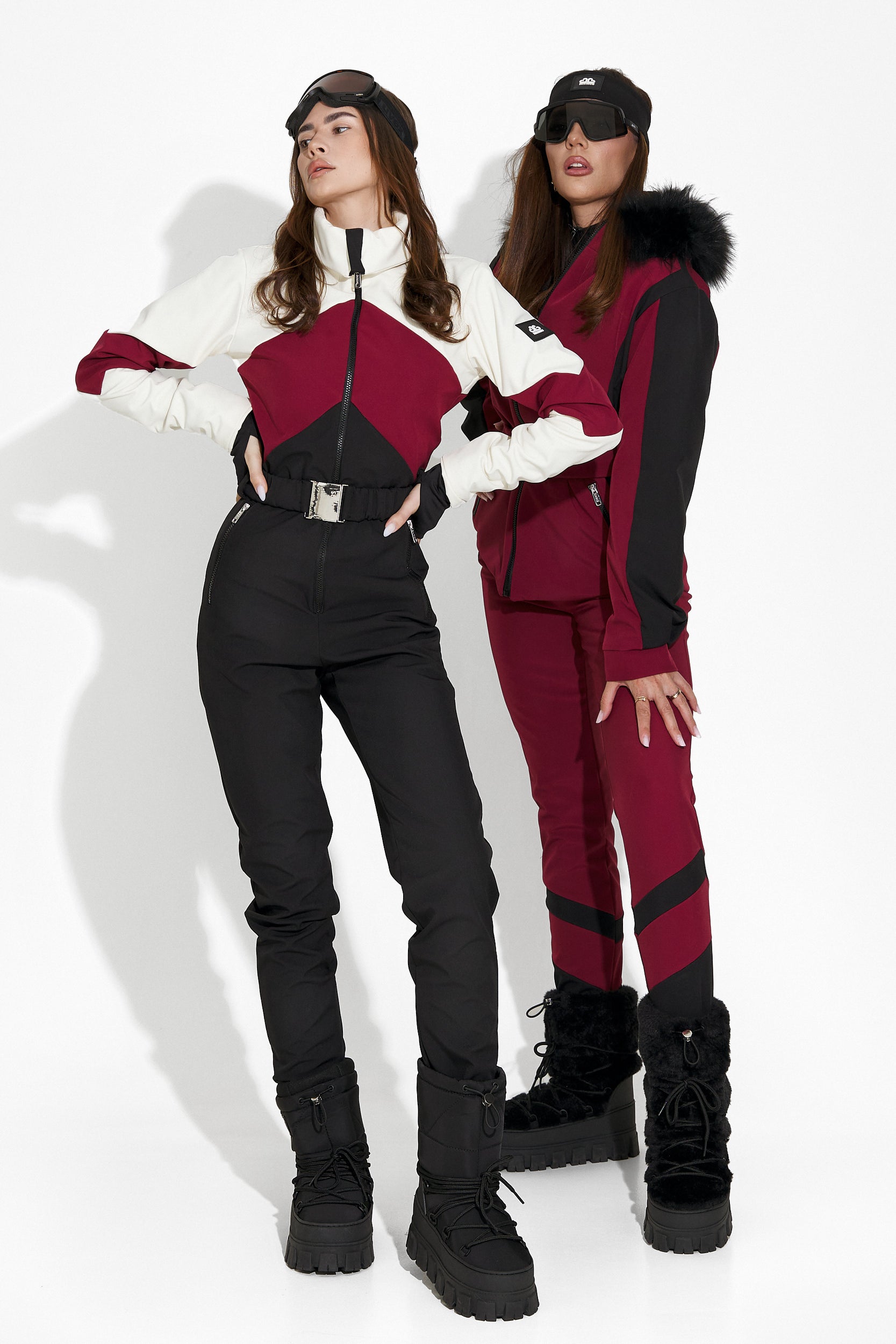 Salopeta ski casual burgundy negru Radika Bogas