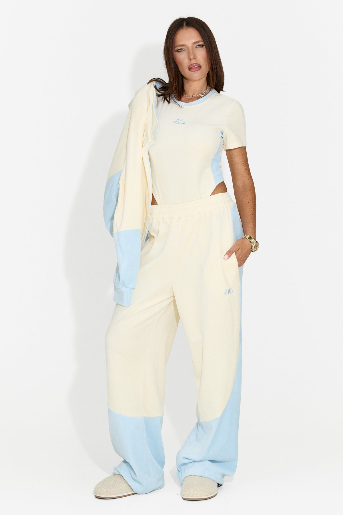 Trening dama casual 3 piese crem Velydvieria Bogas