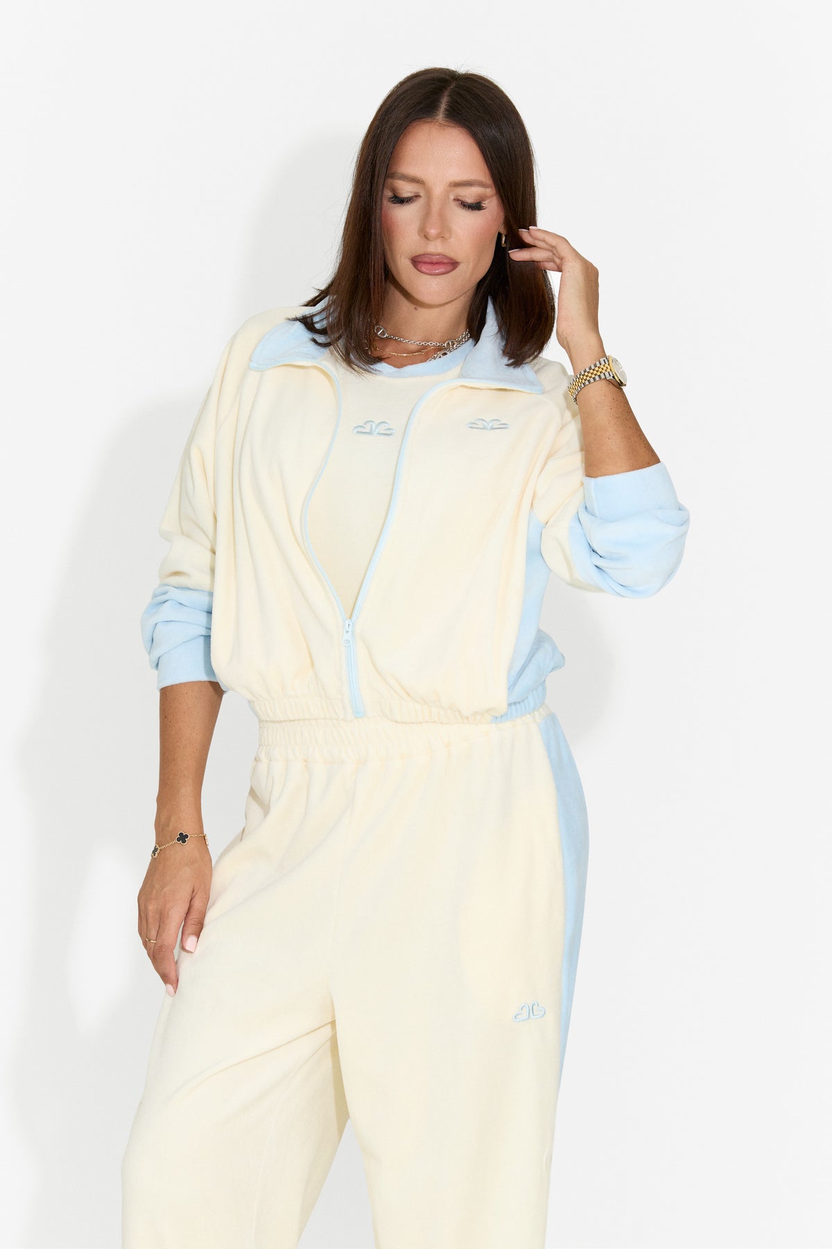 Trening dama casual 3 piese crem Velydvieria Bogas