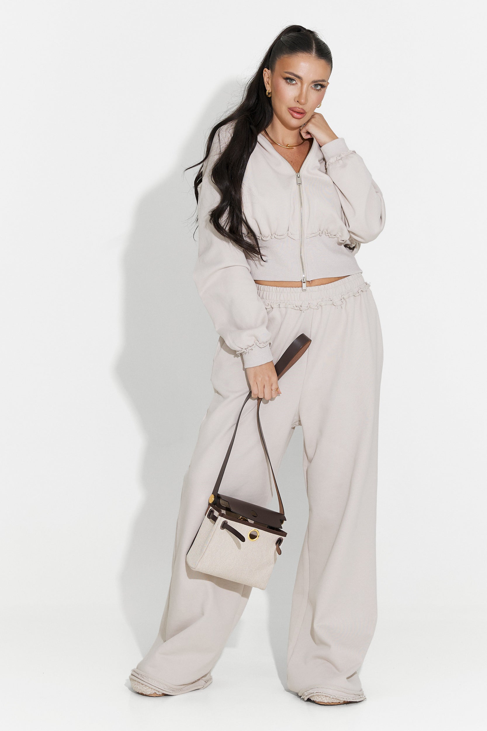 Women's casual tracksuit greige Seloria Bogas