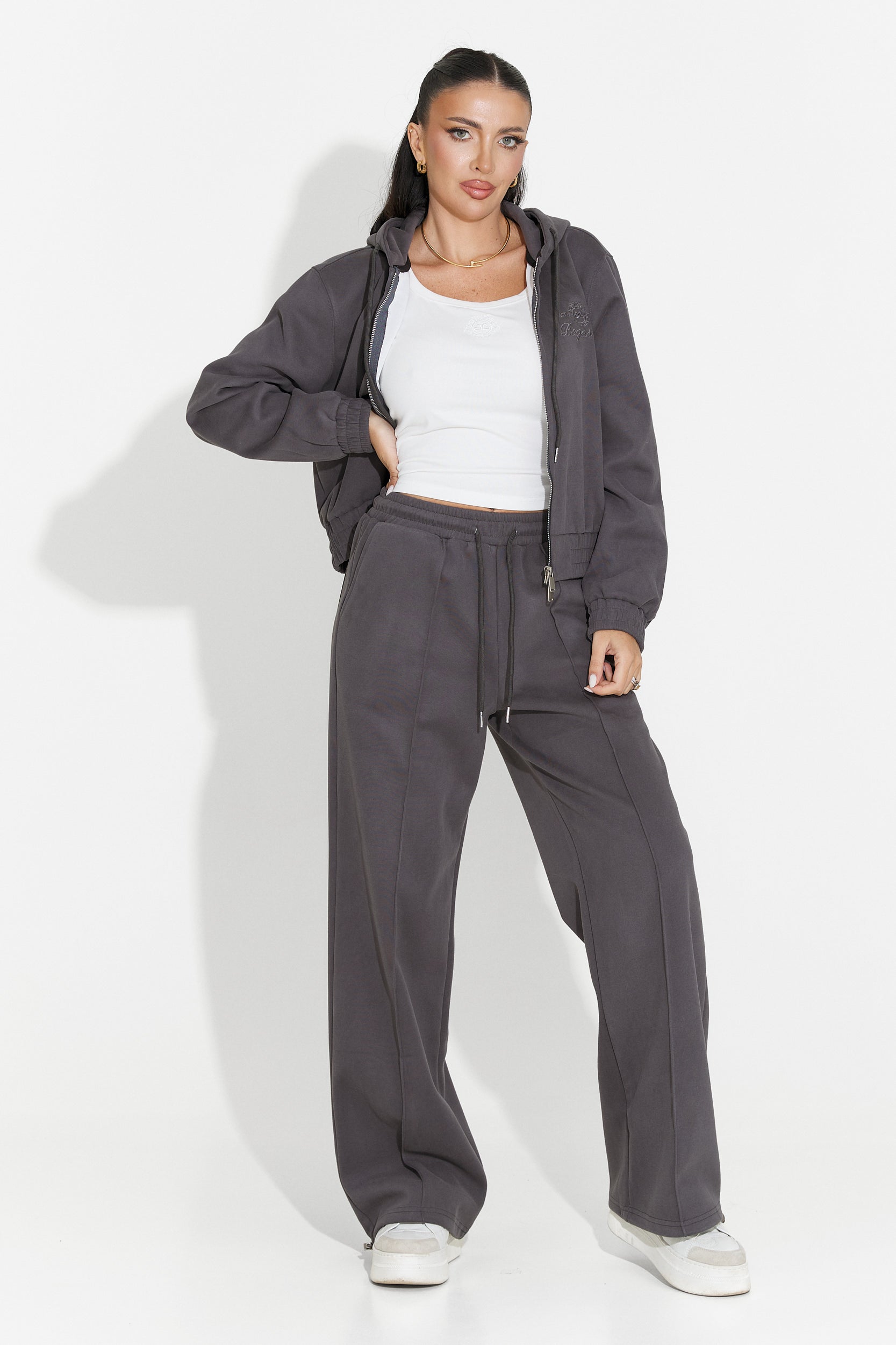 Dark Grey Casual Women's Tracksuit Lorisea Bogas