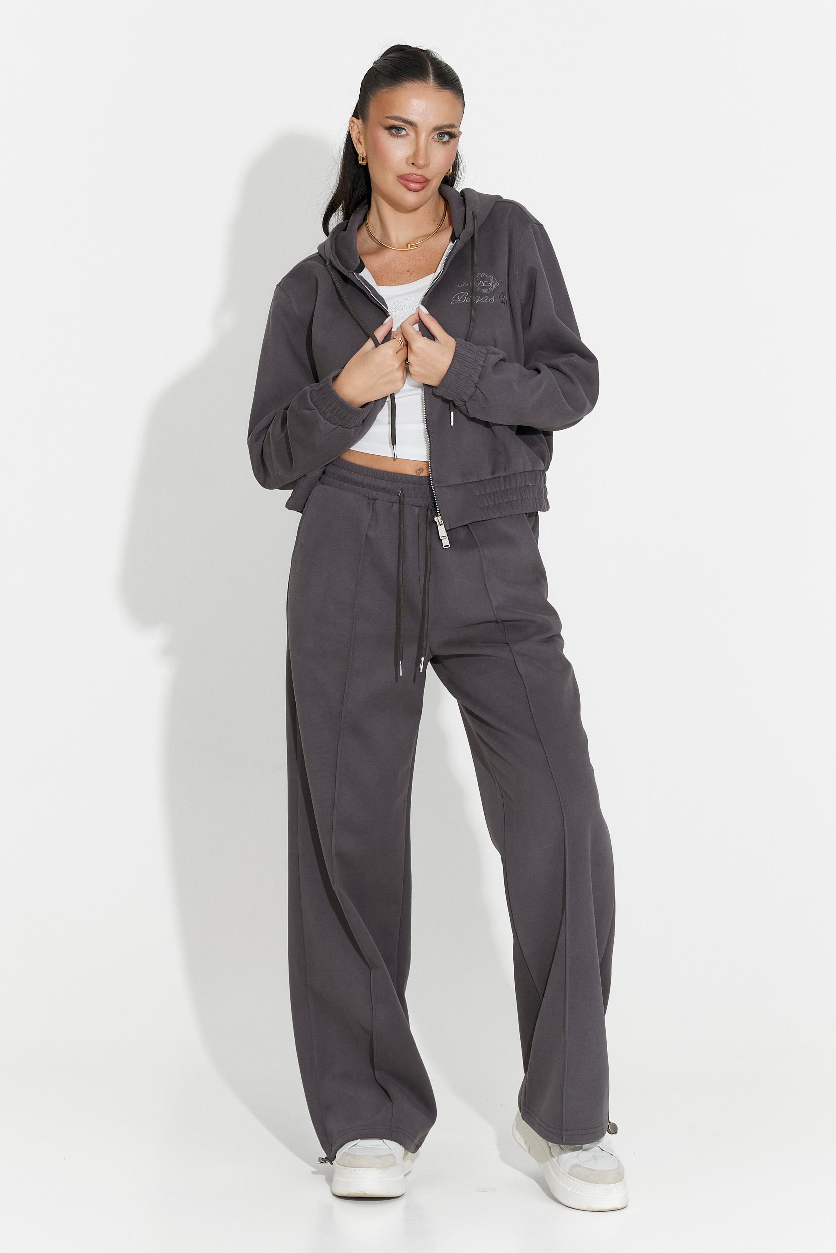 Dark Grey Casual Women's Tracksuit Lorisea Bogas