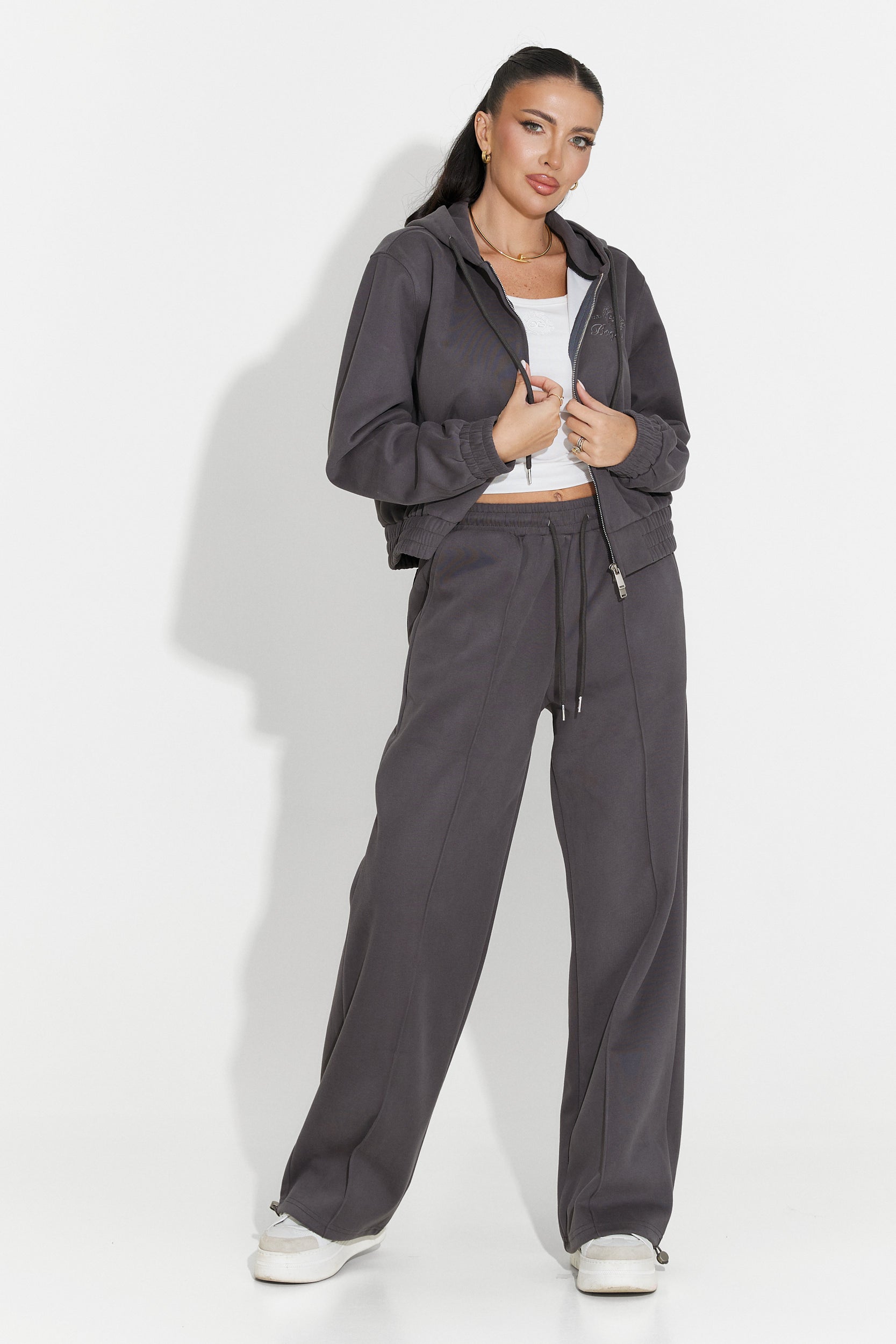 Dark Grey Casual Women's Tracksuit Lorisea Bogas