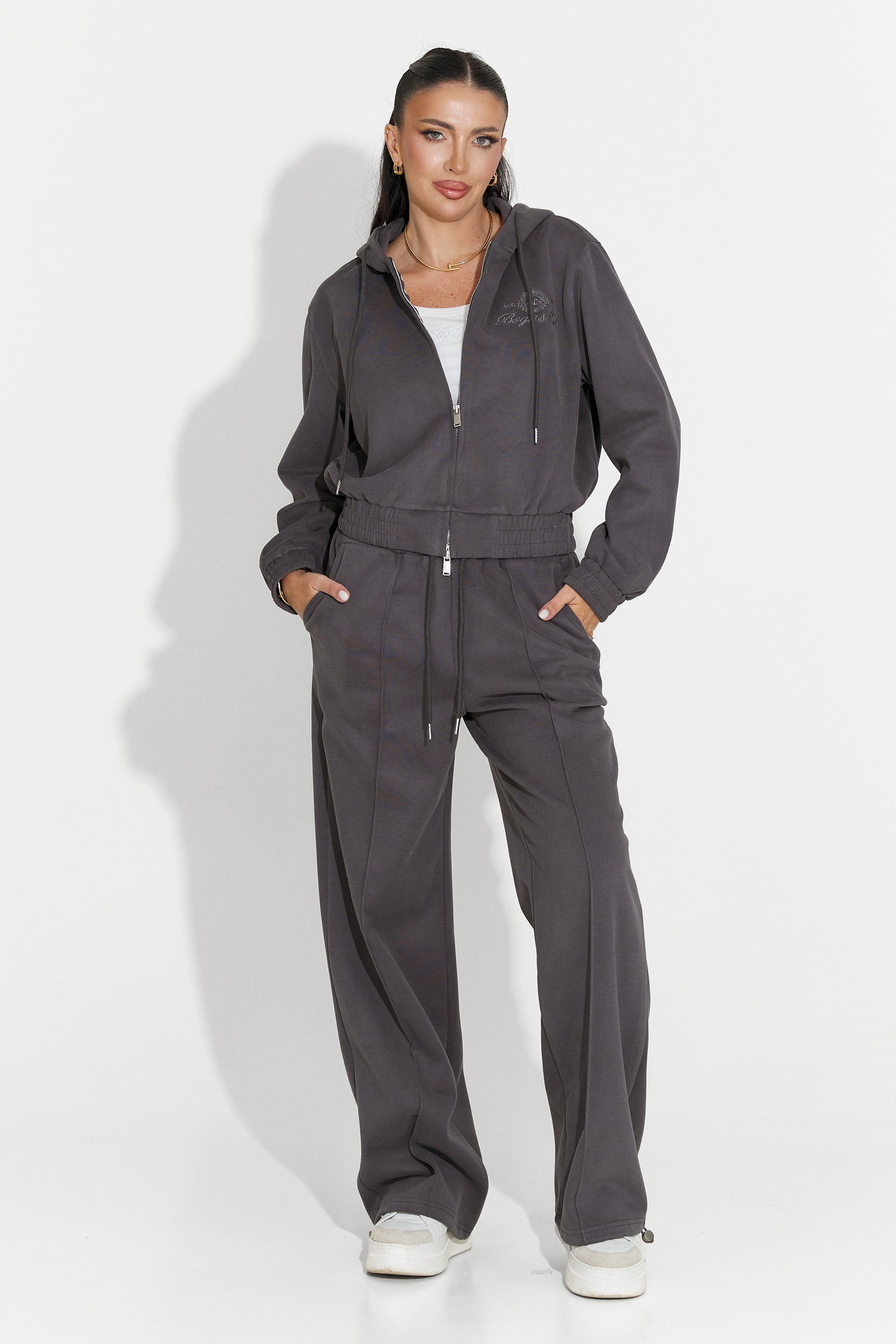 Dark Grey Casual Women's Tracksuit Lorisea Bogas