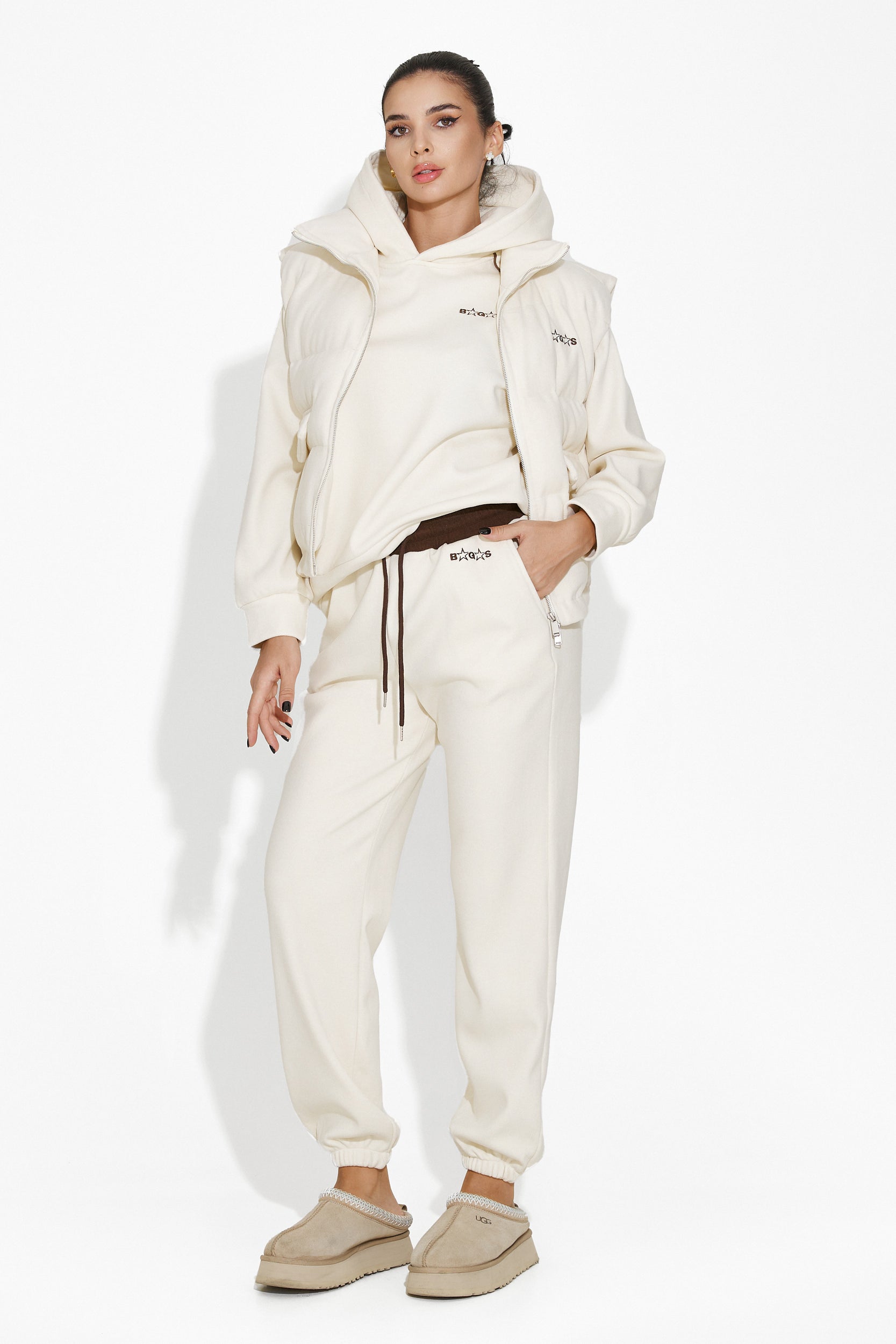 Trening dama casual + vesta bej Sherika Bogas