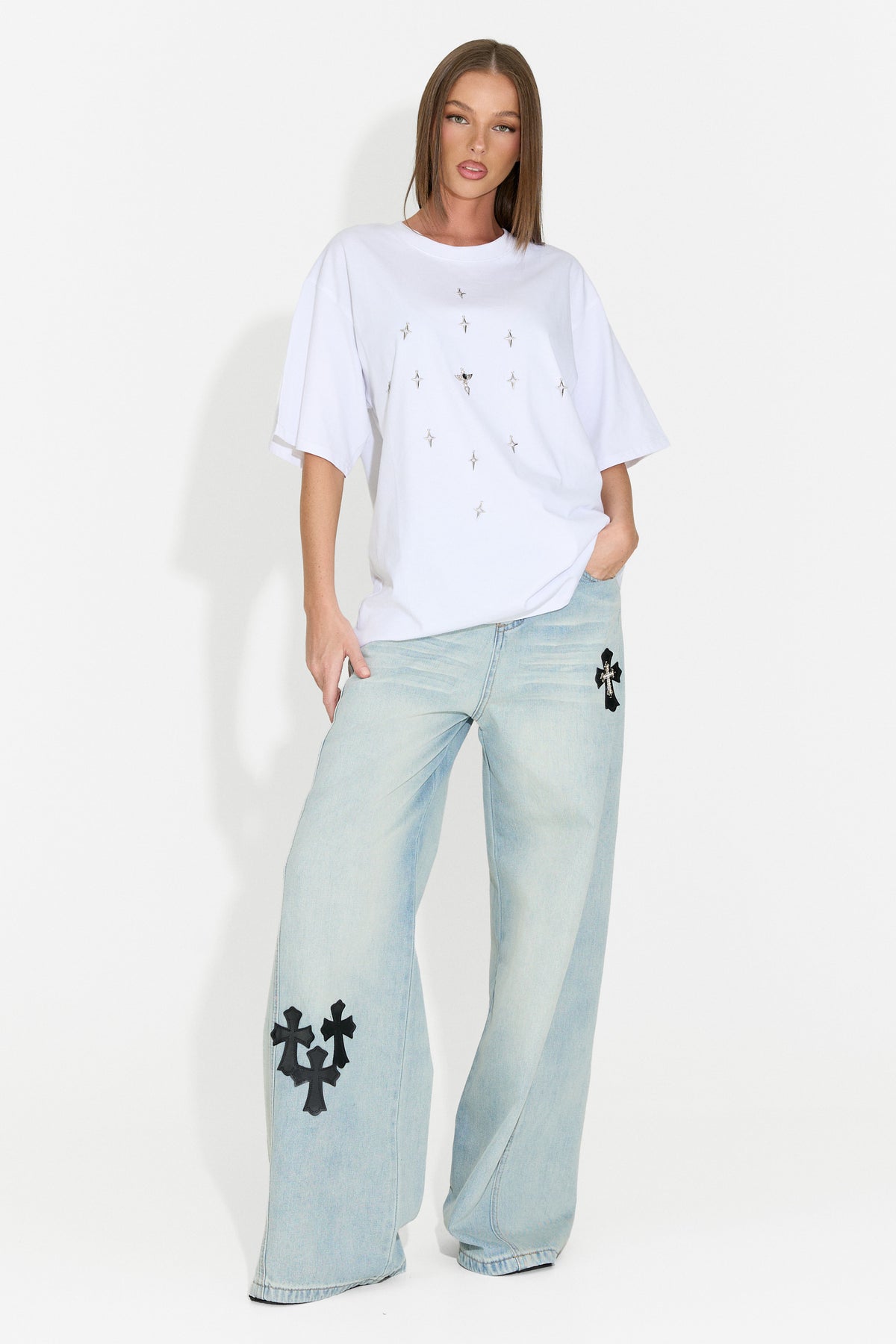 Tricou dama casual alb Analysis Bogas