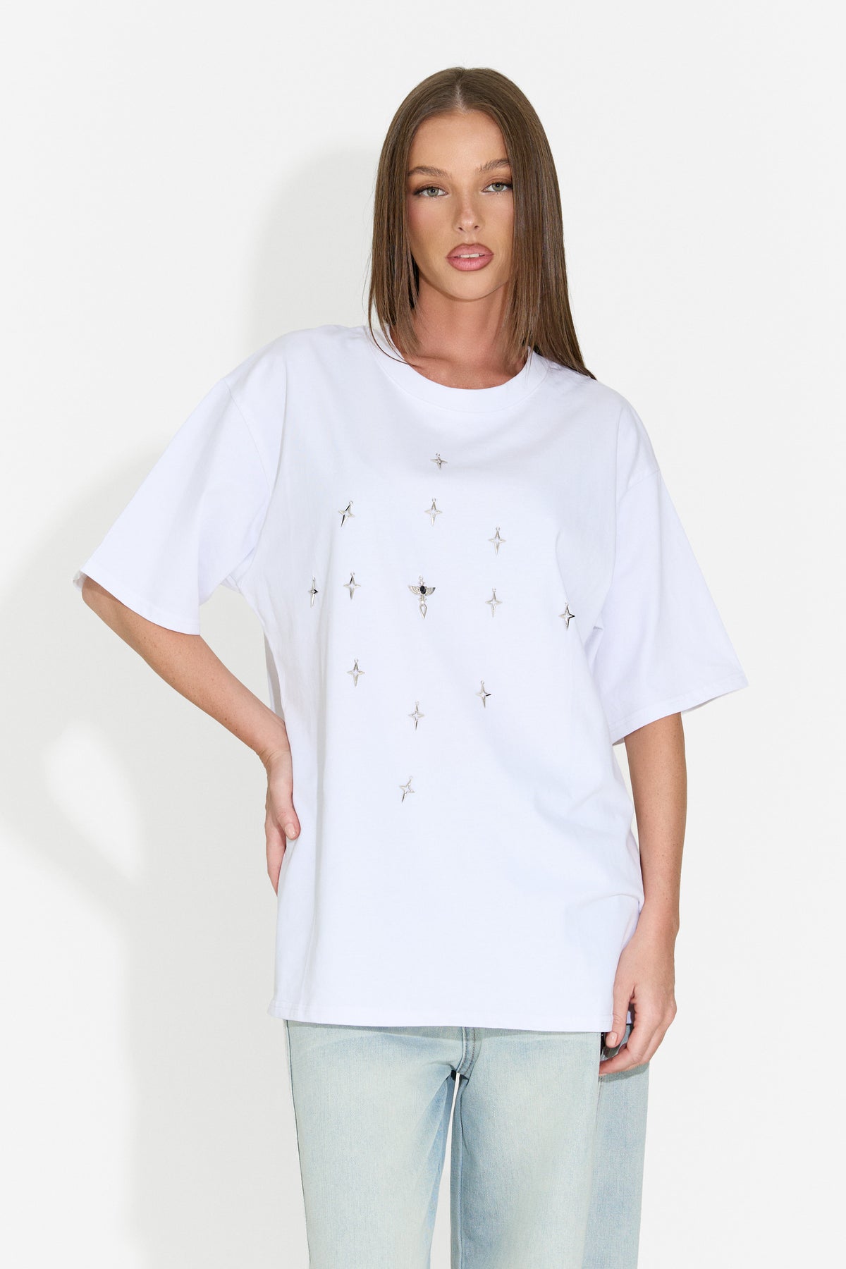 Tricou dama casual alb Analysis Bogas