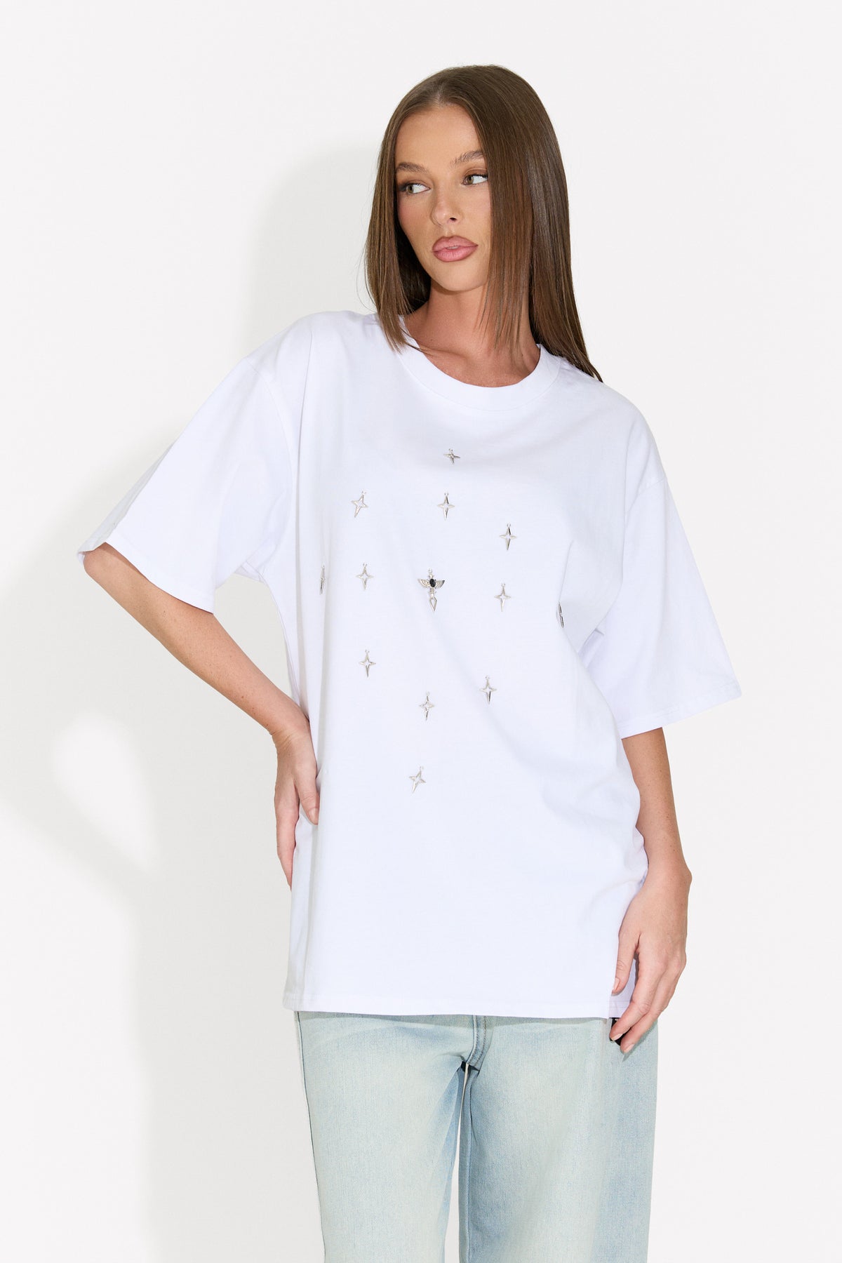 Tricou dama casual alb Analysis Bogas, imaginea 1 din 9