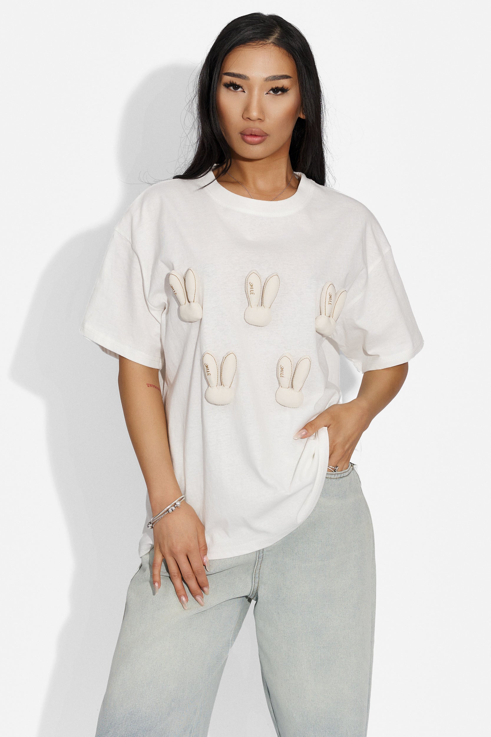 Tricou dama casual alb Monity Bogas