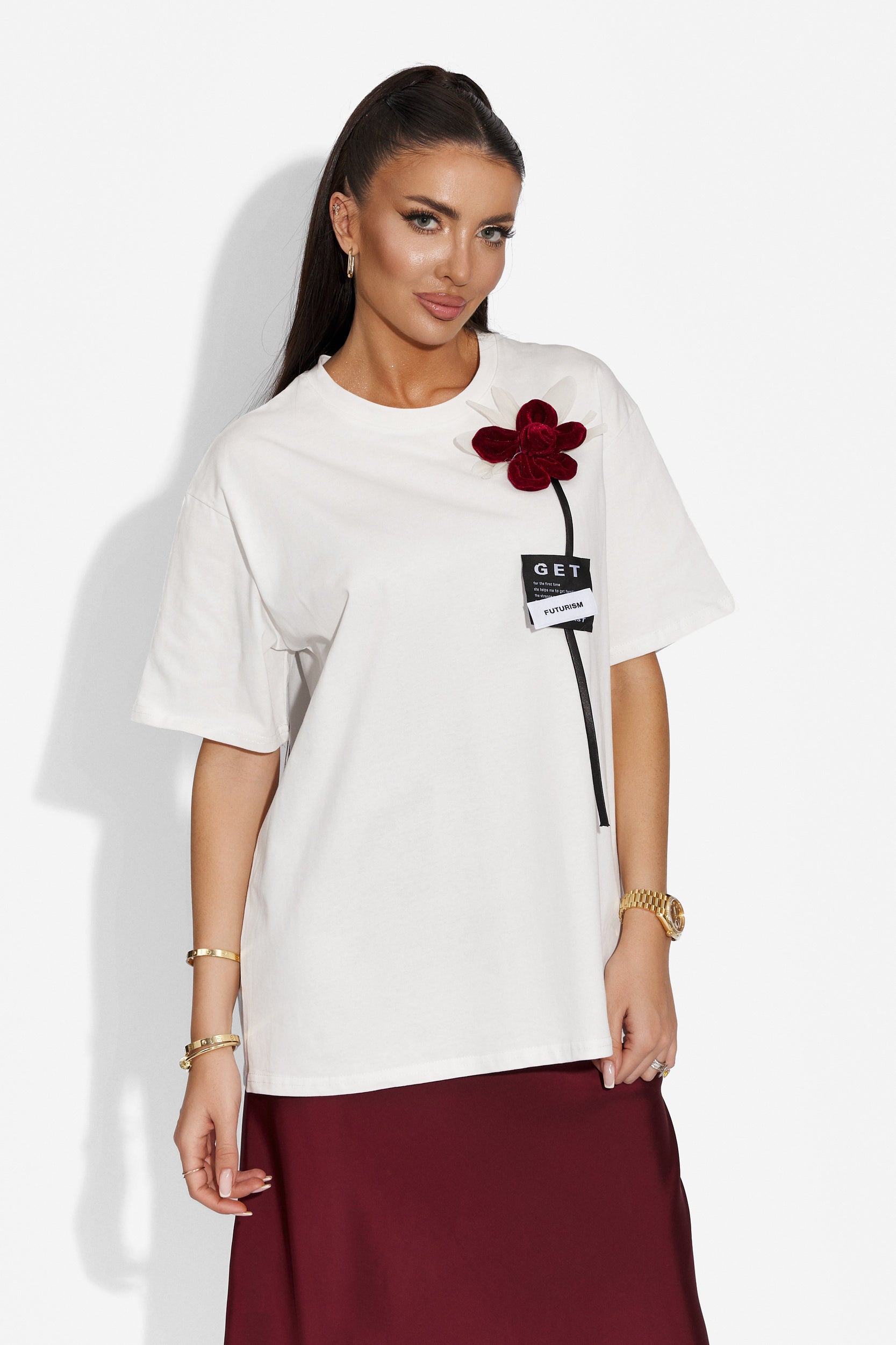 Pixie Bogas casual white ladies t-shirt