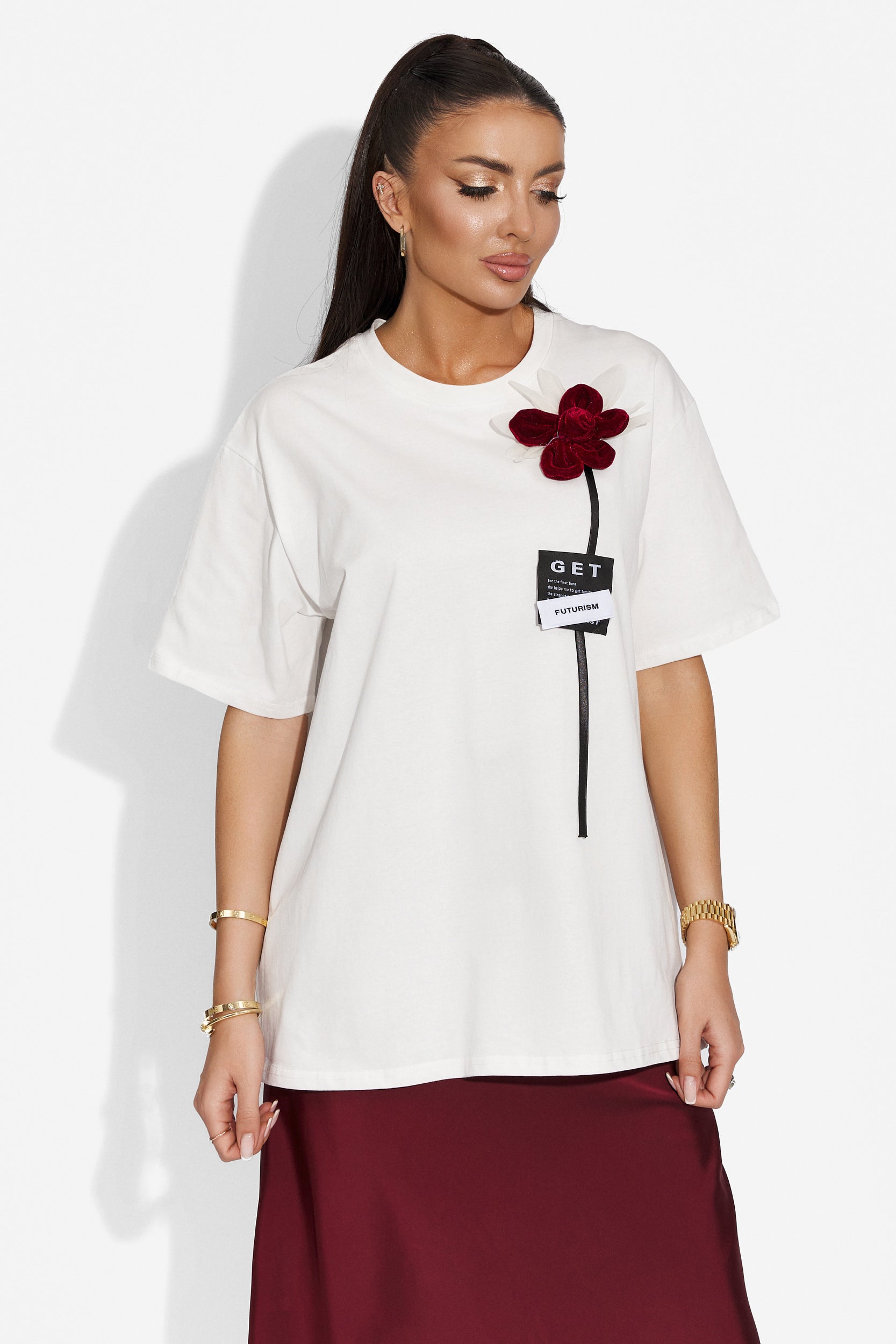 Pixie Bogas casual white ladies t-shirt