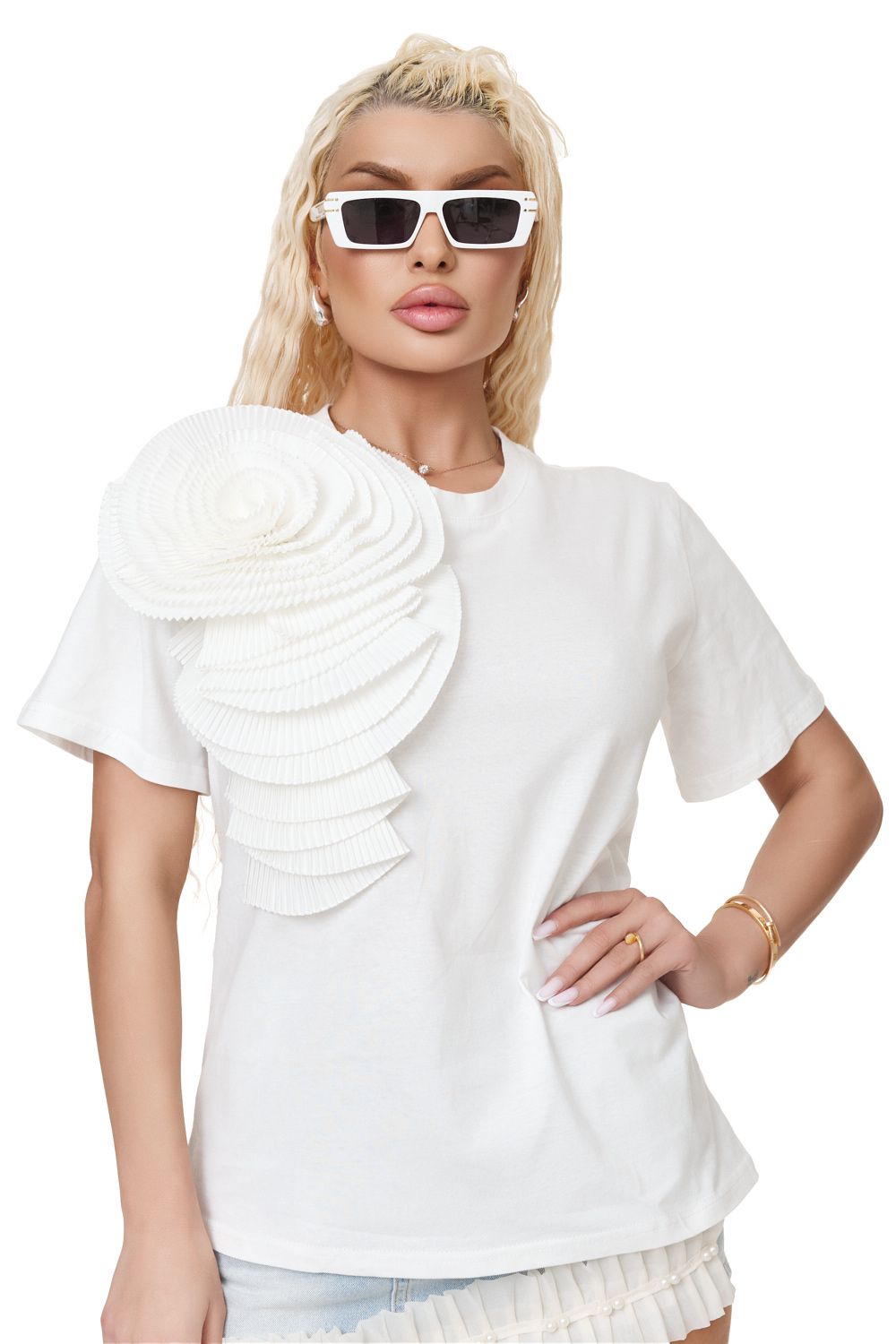 Tricou dama casual alb Tramia Bogas