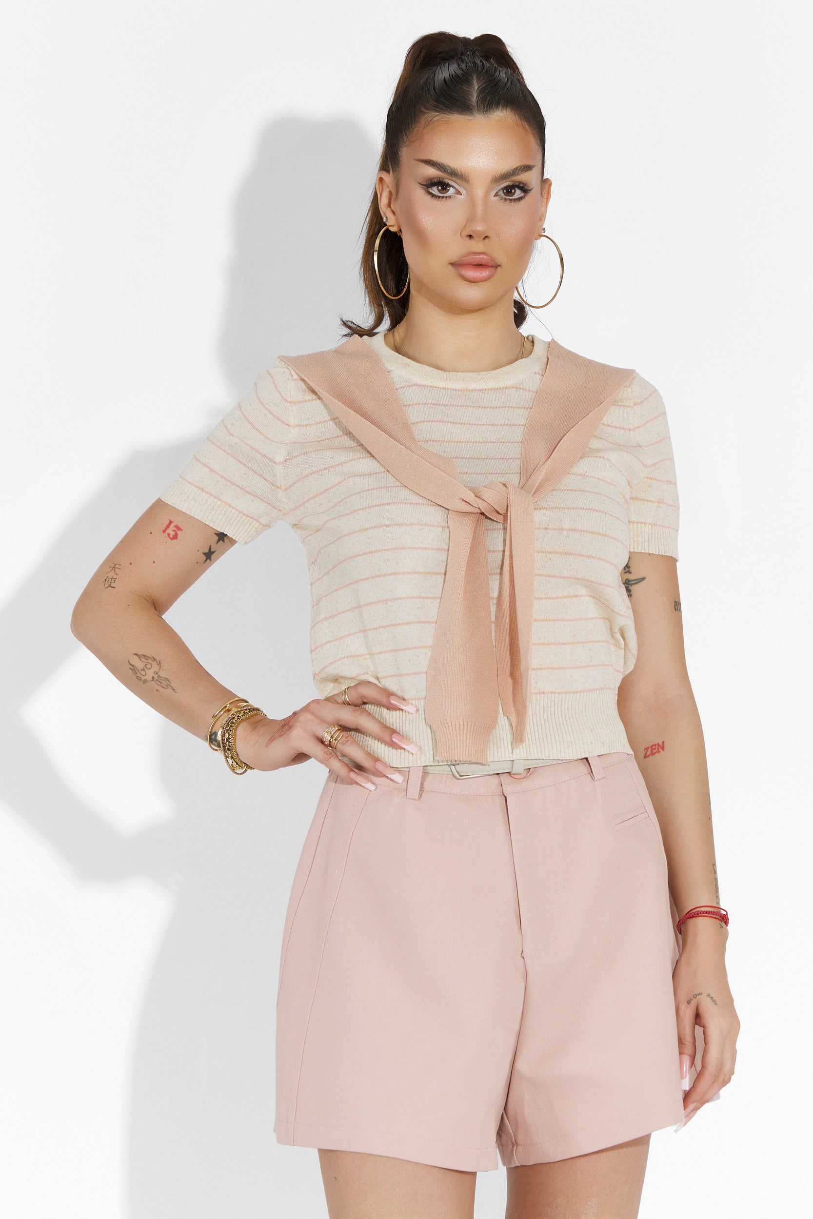 Tricou dama casual bej Voneta Bogas