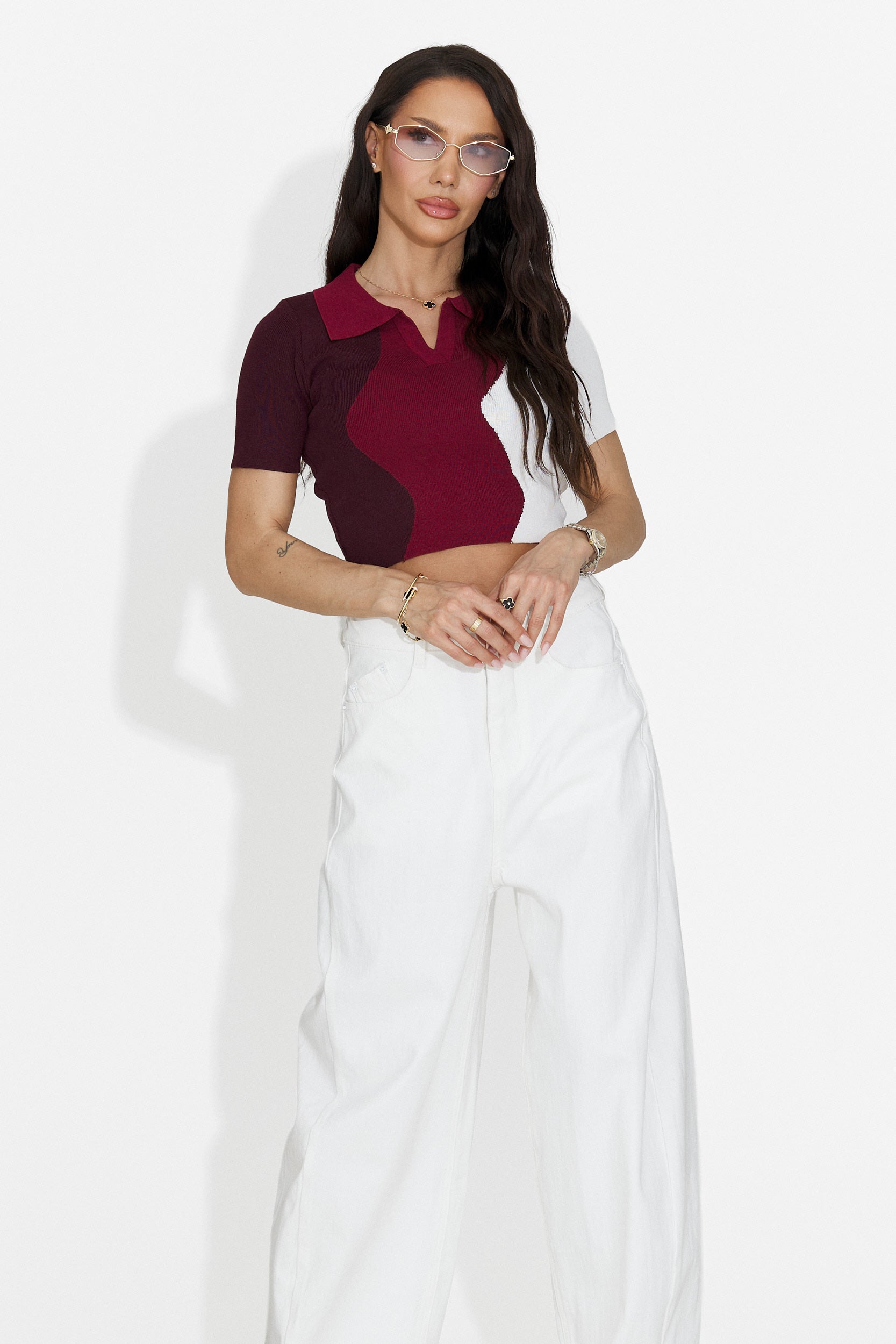 Tricou dama casual burgundy Oniana Bogas