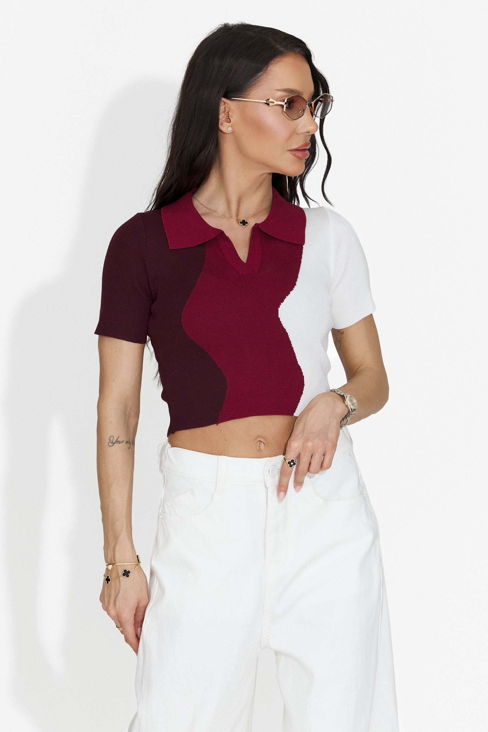 Tricou dama casual burgundy Oniana Bogas