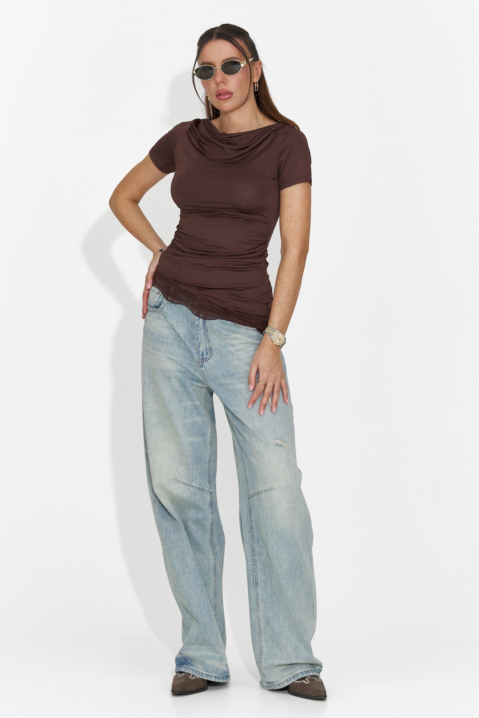 [Resigilat] Tricou dama casual maro Arkania Bogas