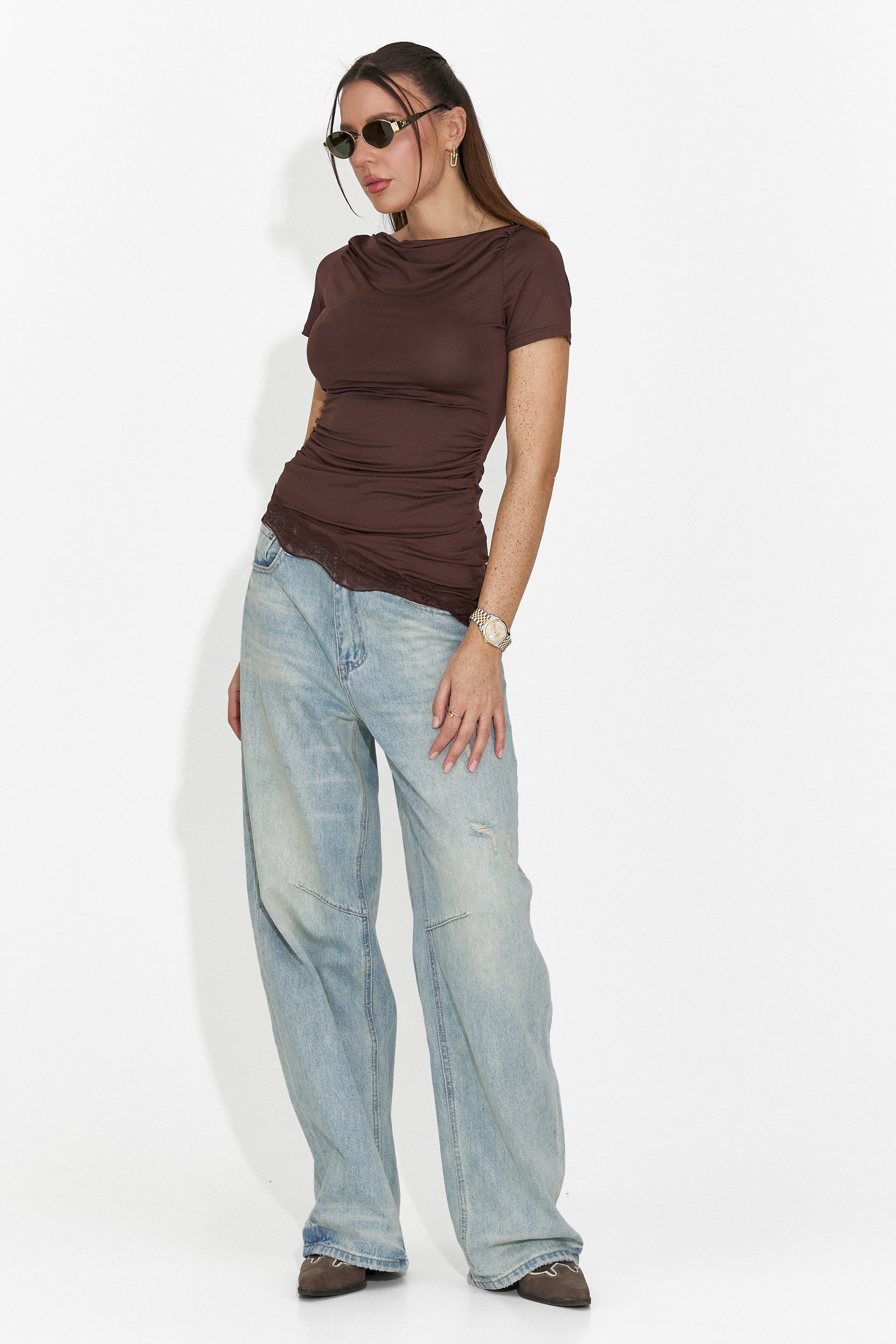 [Resigilat] Tricou dama casual maro Arkania Bogas