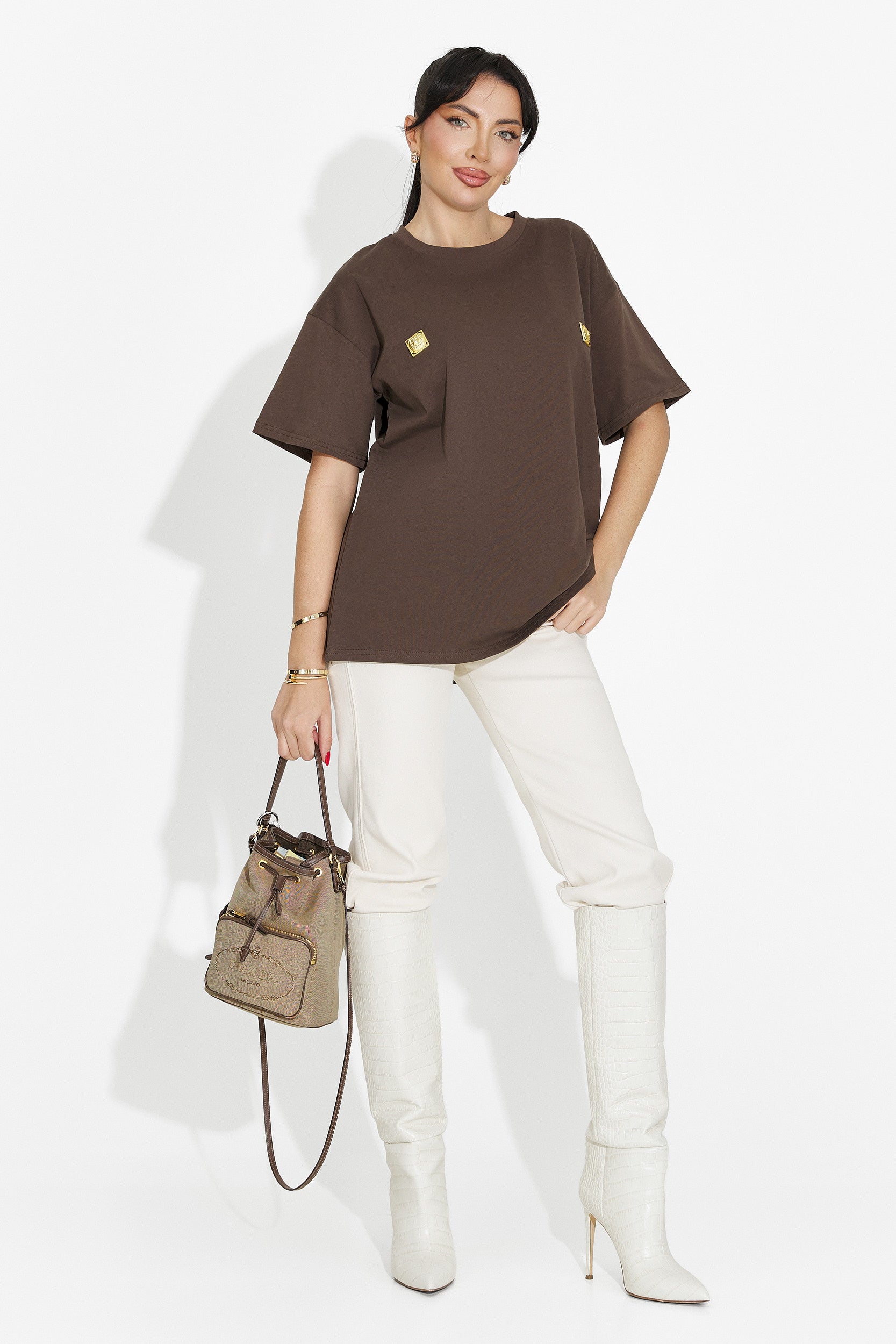 Women's casual brown T-shirt Lunesa Bogas