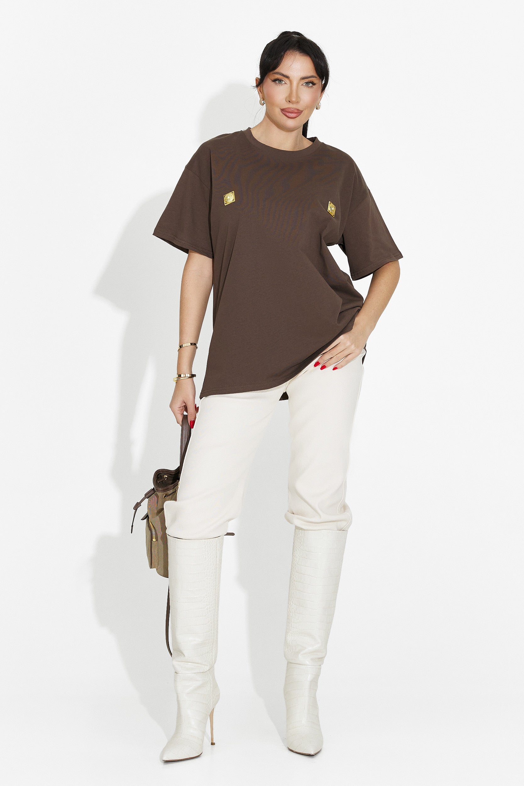 Women's casual brown T-shirt Lunesa Bogas