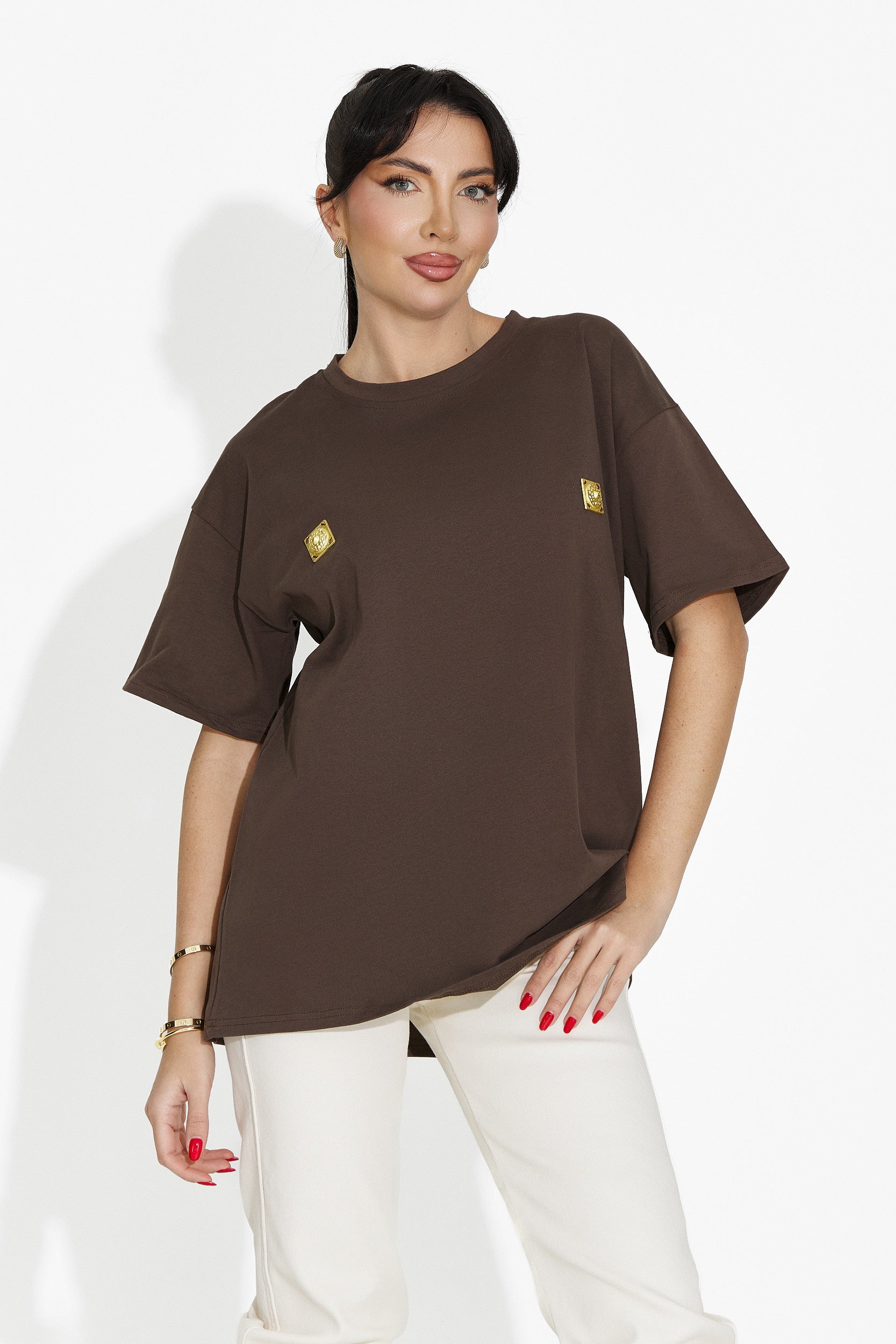 Women's casual brown T-shirt Lunesa Bogas