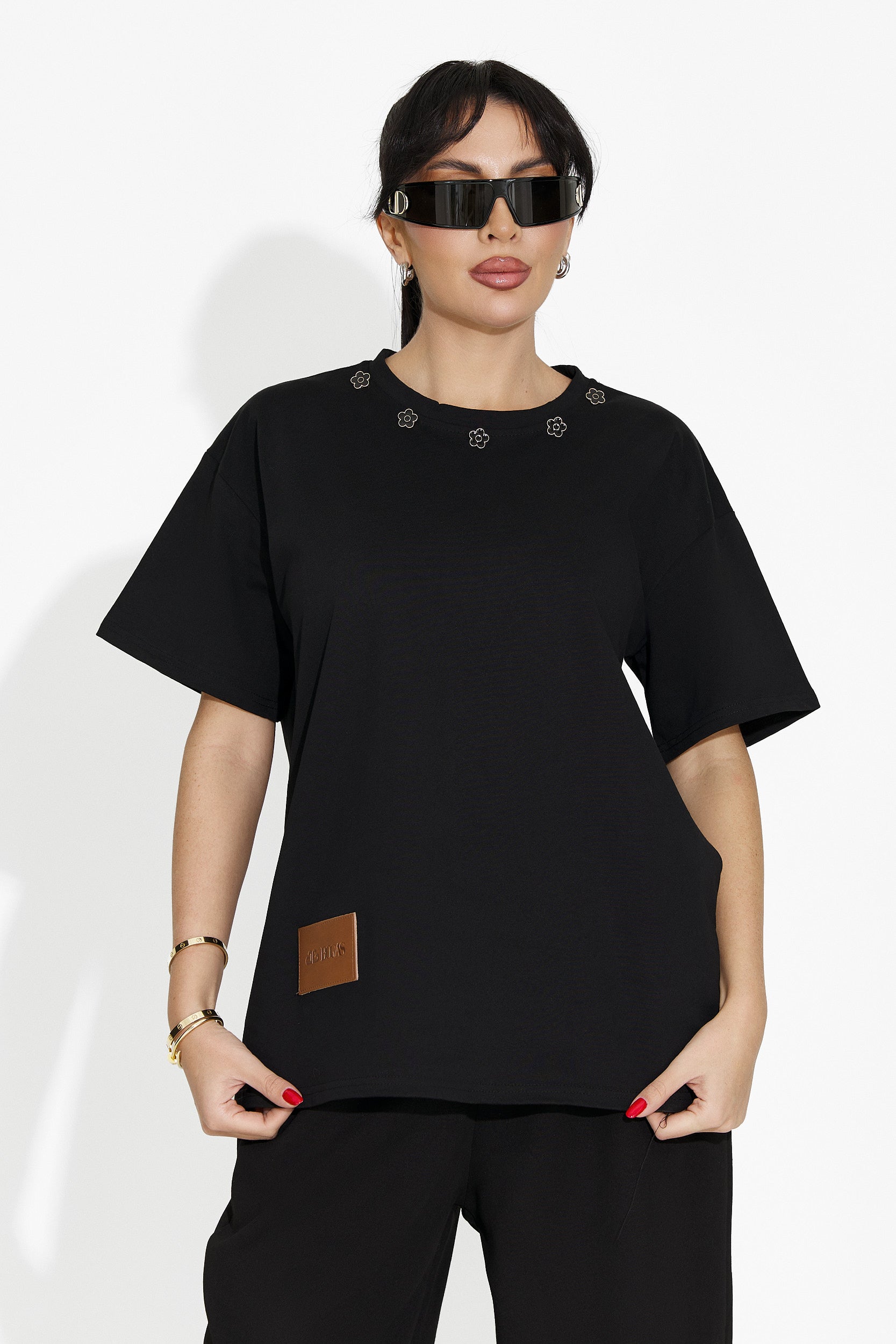 Women's casual black t-shirt Arilea Bogas
