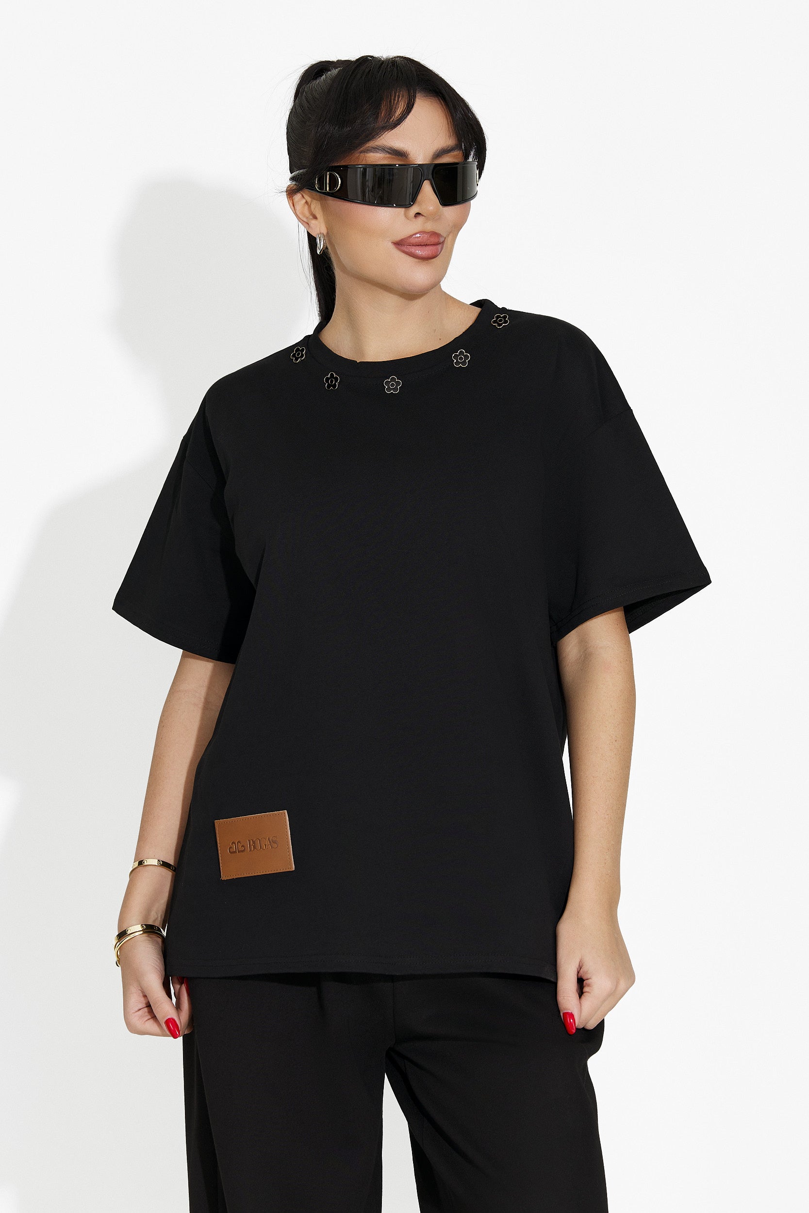 Women's casual black t-shirt Arilea Bogas