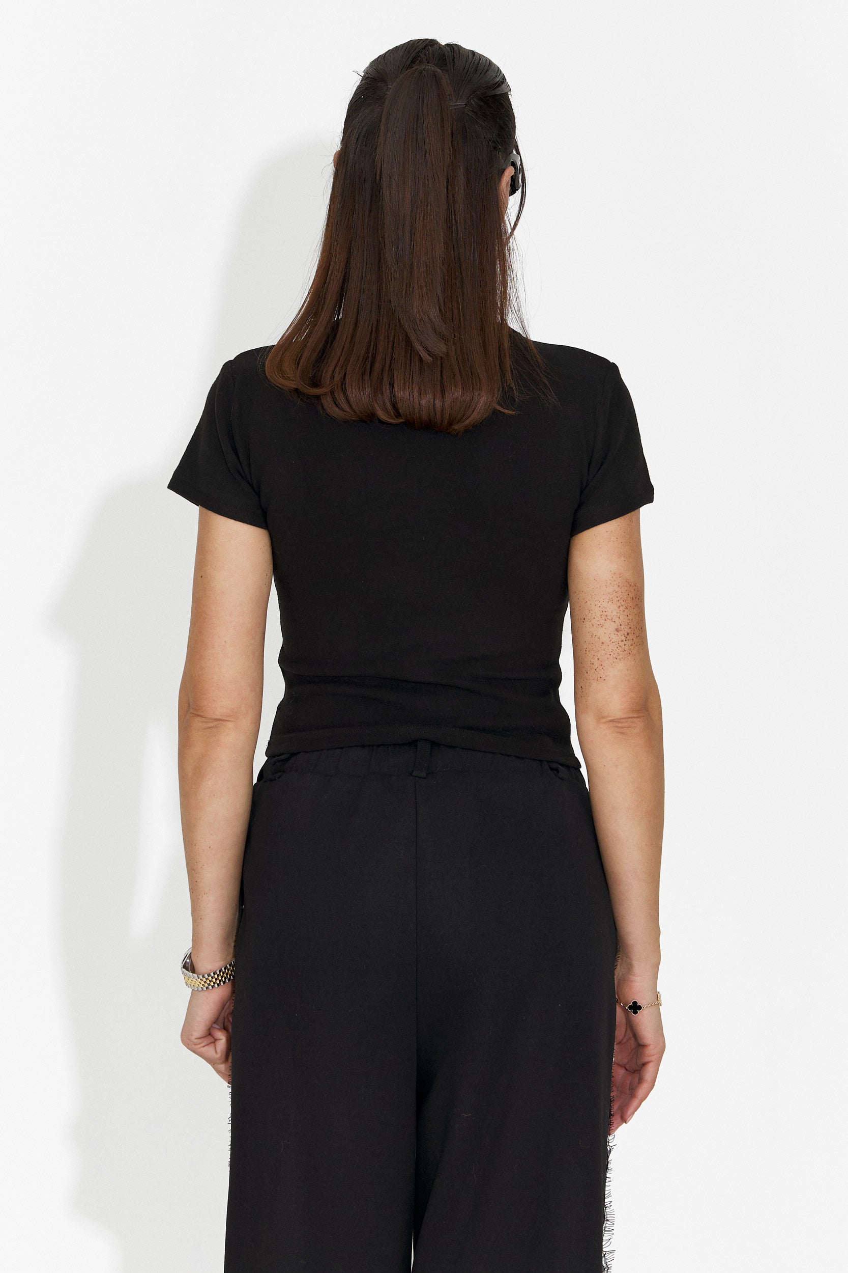 Tricou dama casual negru Barebria Bogas