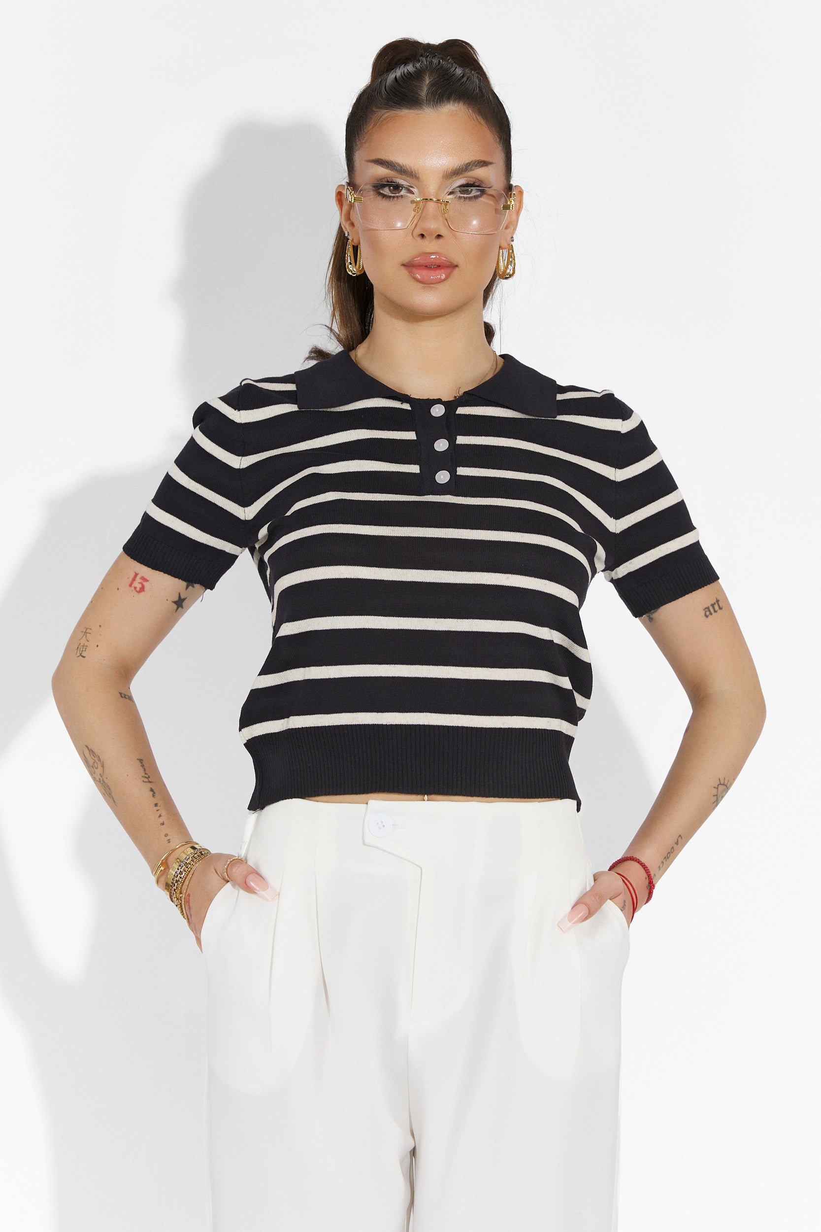 Tricou dama casual negru Damon Bogas