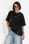 Tricou dama casual negru Rufles Bogas