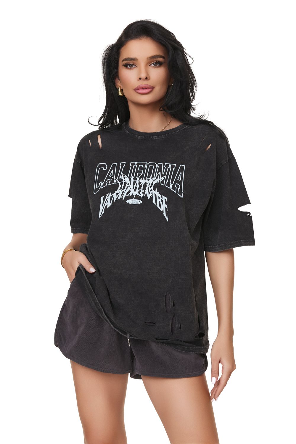 Tricou dama casual negru vintage Montesia Bogas
