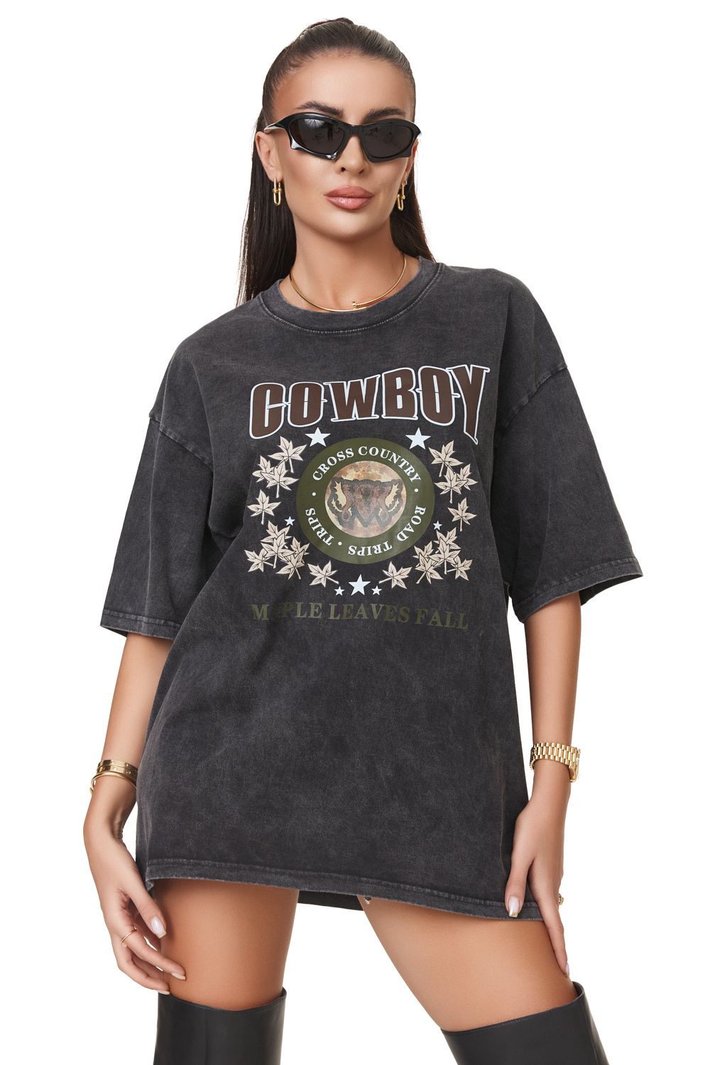 Tricou dama casual negru vintage Pavalia Bogas