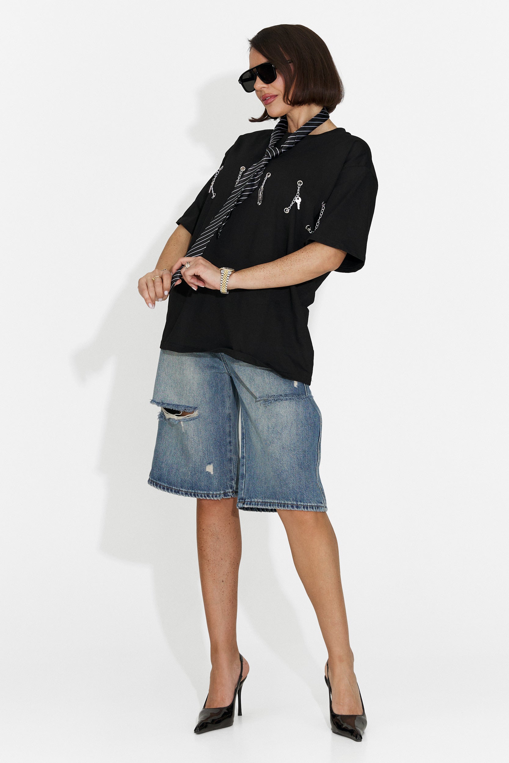 Tricou dama casual negru Wisteria Bogas