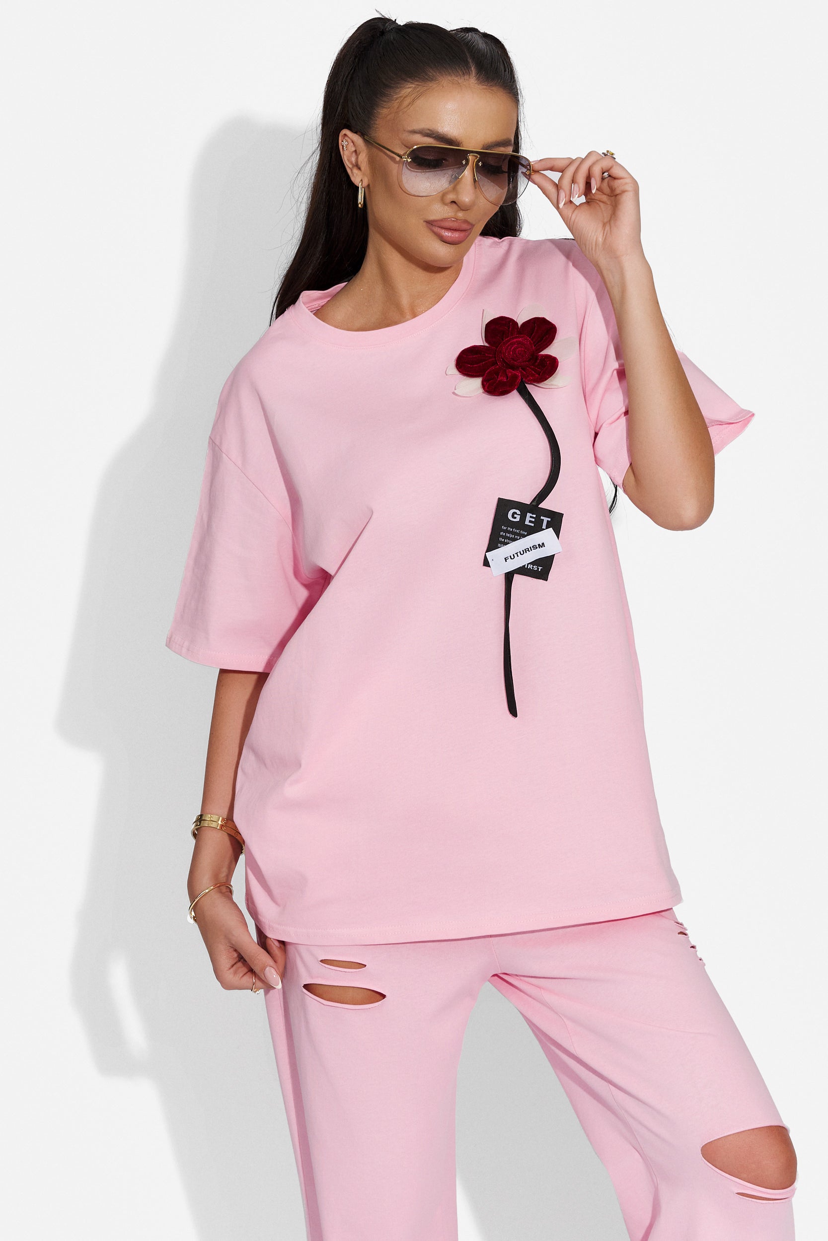 Ladies casual pink Pixie Bogas T-shirt