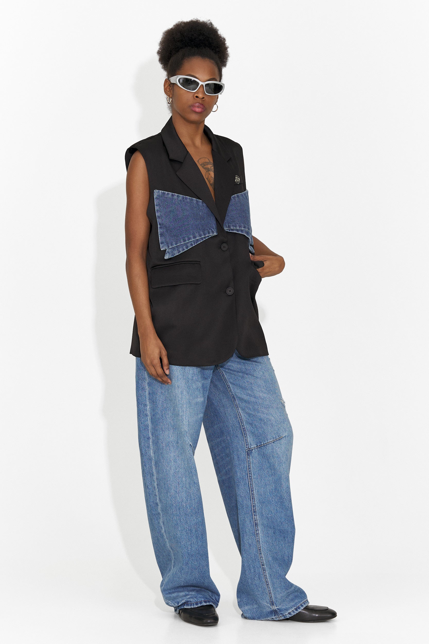 Vesta dama casual neagra Petria Bogas