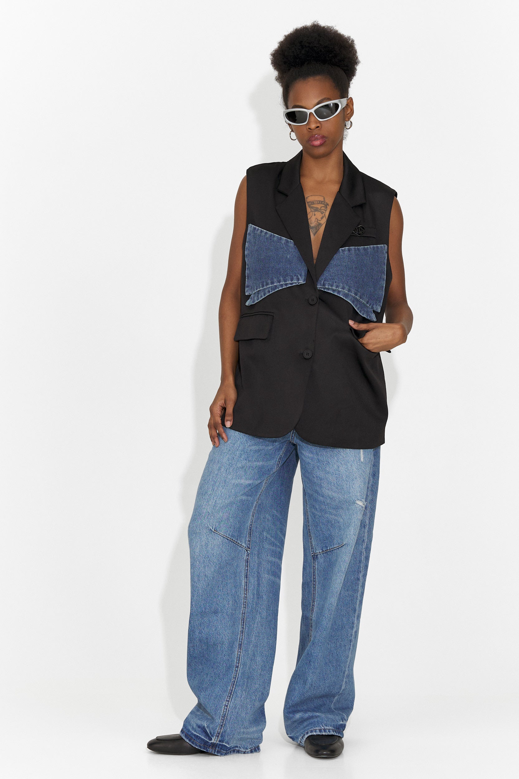 Vesta dama casual neagra Petria Bogas