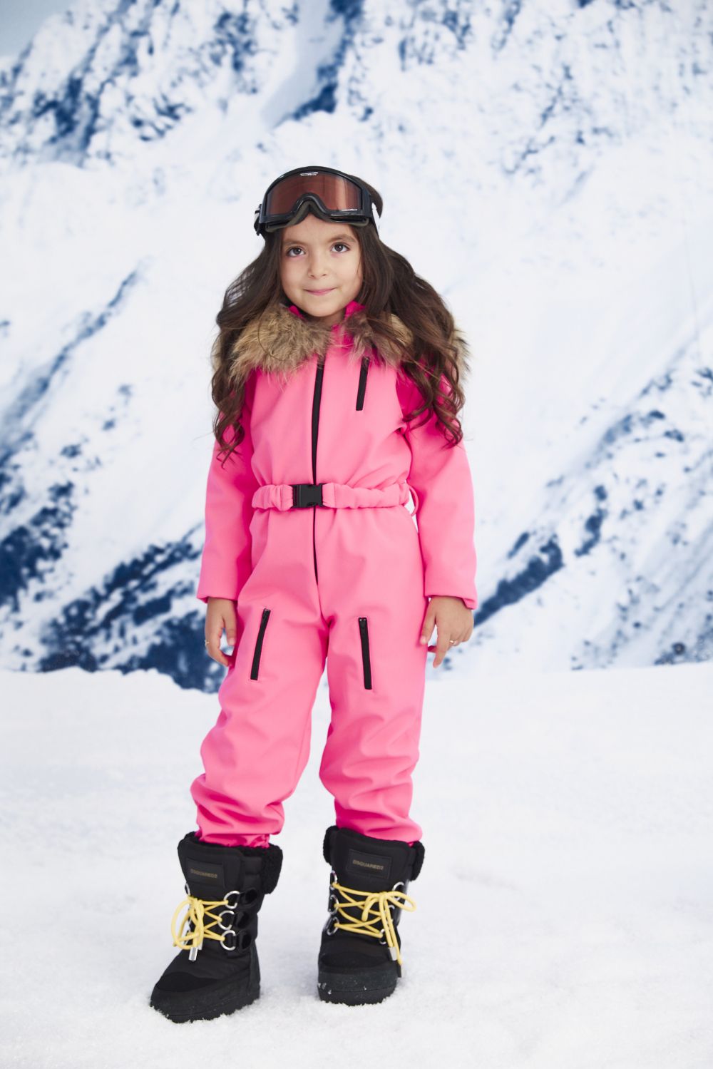 Salopeta ski copii roz neon Beverry Kids - Bogas